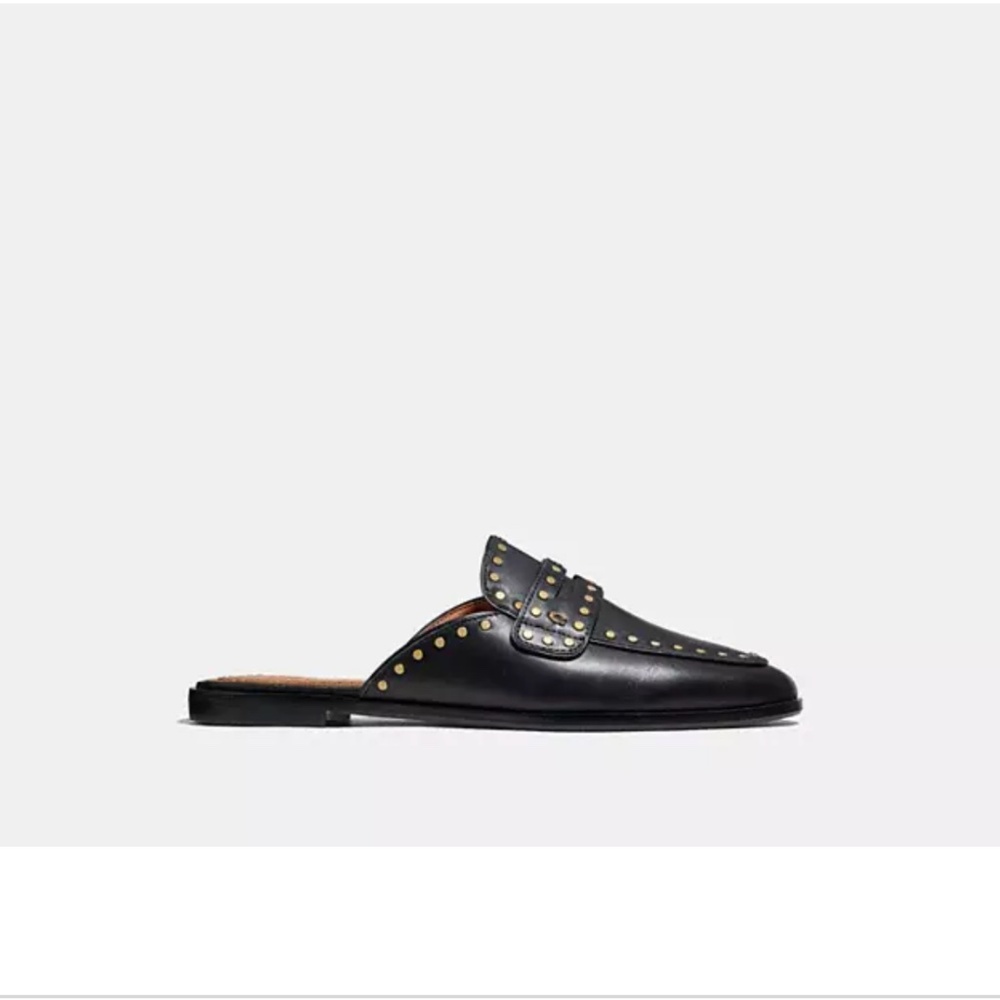 NIB Coach Black Leather Studded Loafers, sz 7 - Picture 9 of 11